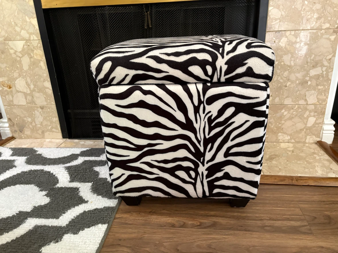 Zebra Print Storage Ottoman - photo 3