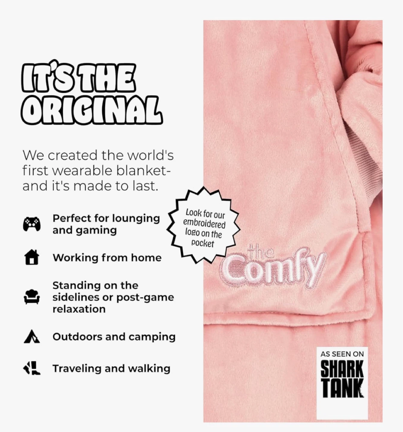 The Comfy Original Wearable Blanket Hoodie - Pink - photo 4
