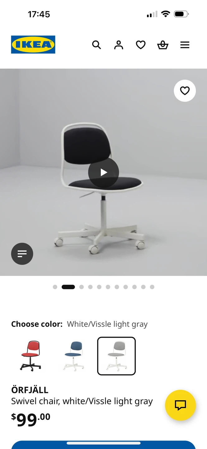 IKEA ORFJALL swivel chair white and light grey - photo 3