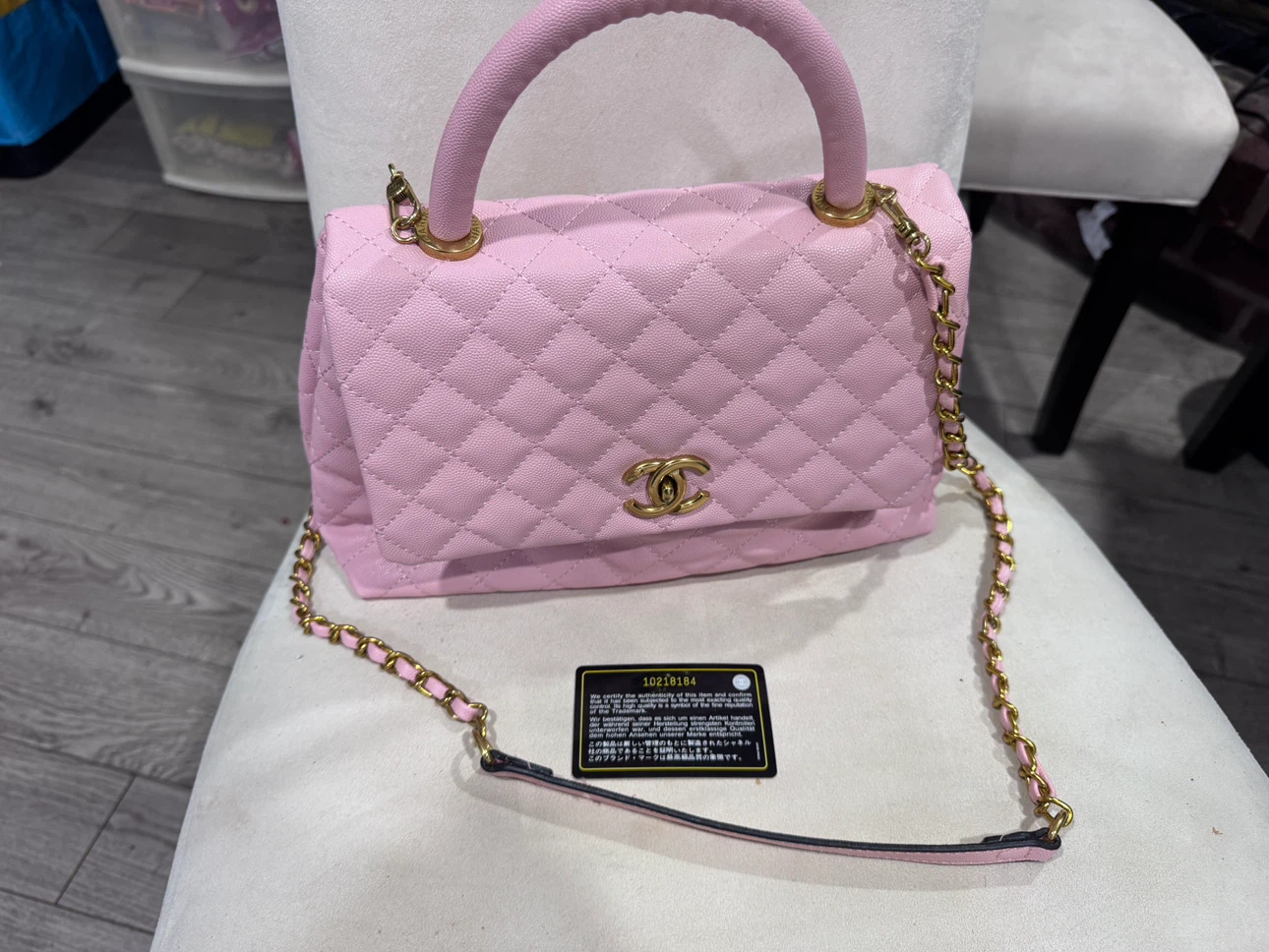 Chanel Pink Quilted Flap Bag with Gold Hardware
