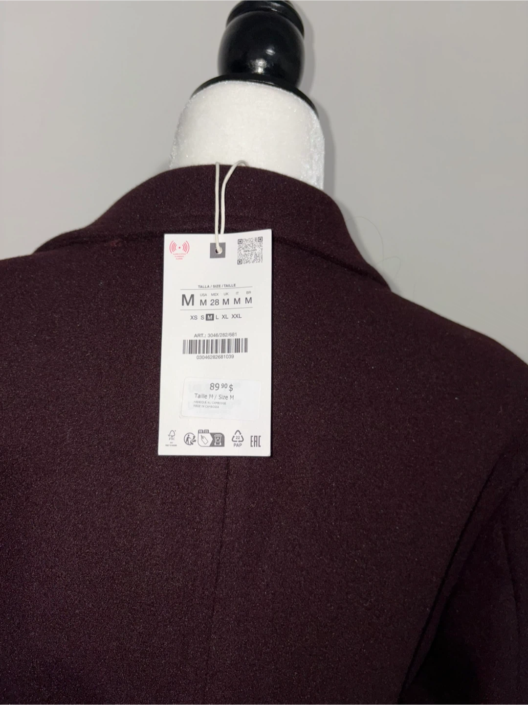 NEW with TAG! Zara Soft Shoulder Pad Coat - Burgundy - photo 5