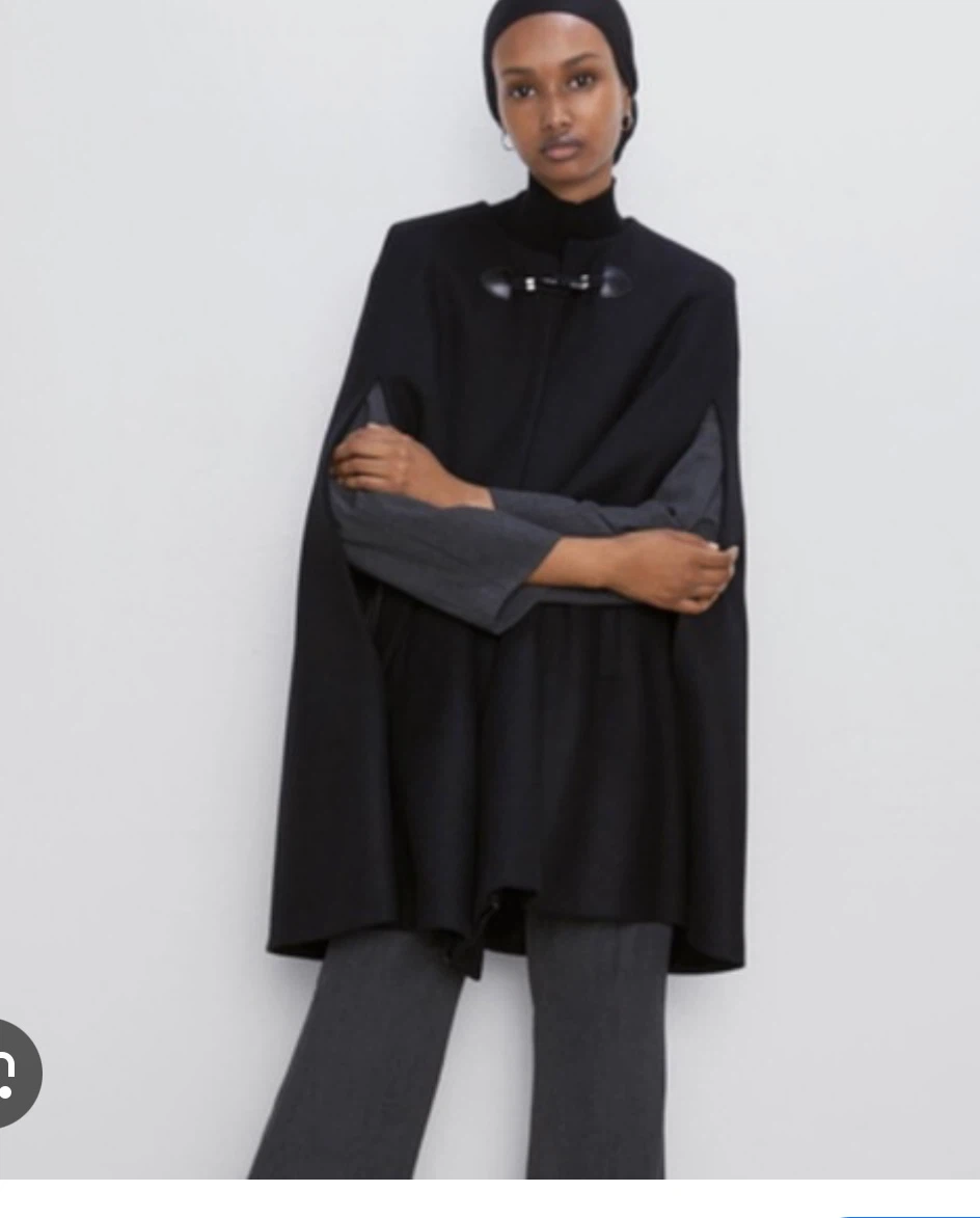 Brand NEW with TAG!  ZARA Black Cape with Toggle Closure - photo 2
