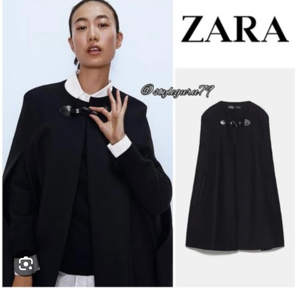 Brand NEW with TAG!  ZARA Black Cape with Toggle Closure - photo 5