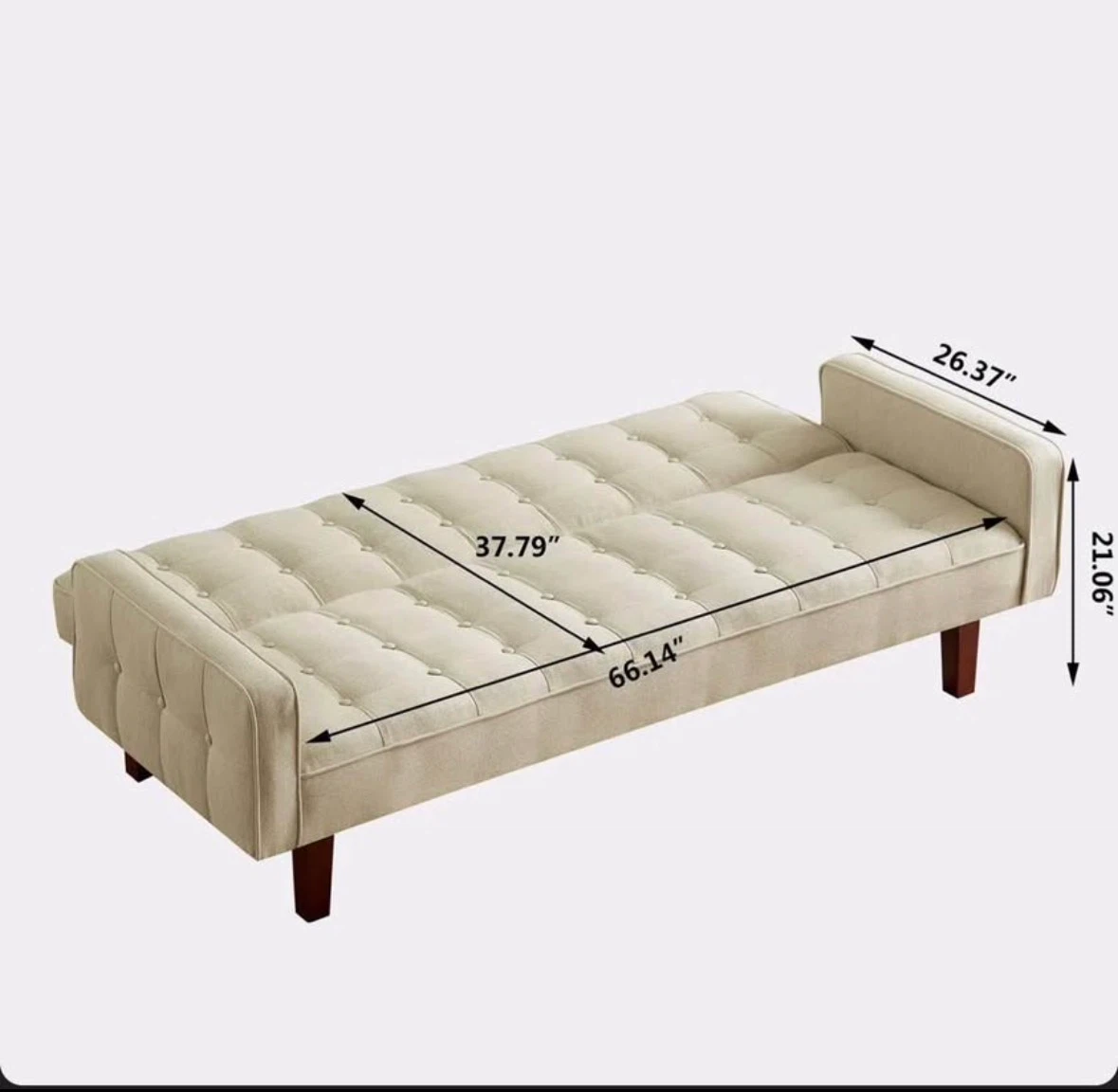 Beige Tufted Sofa Bed - photo 3