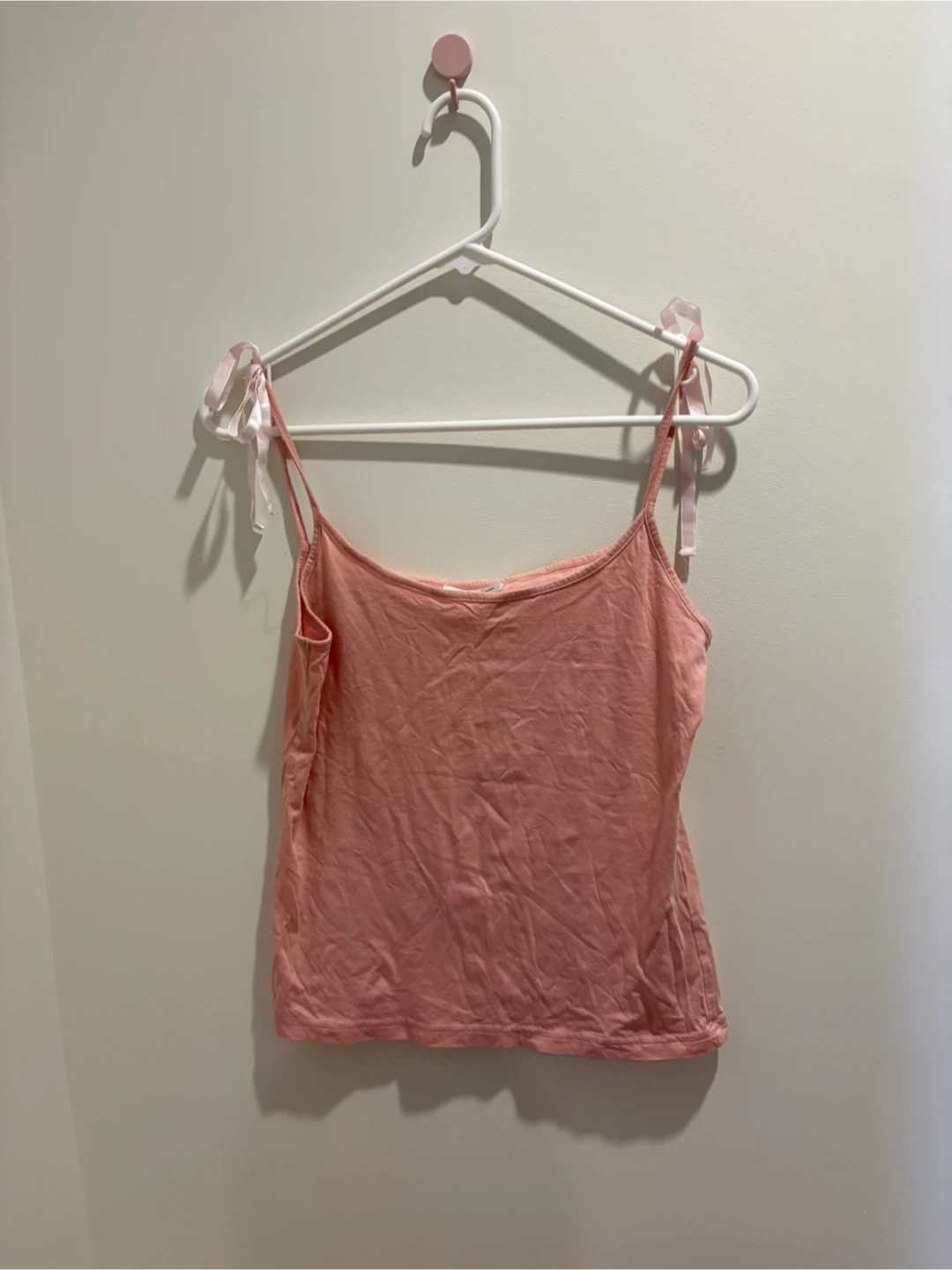 Pink Camisole Top with Tie Shoulder Details