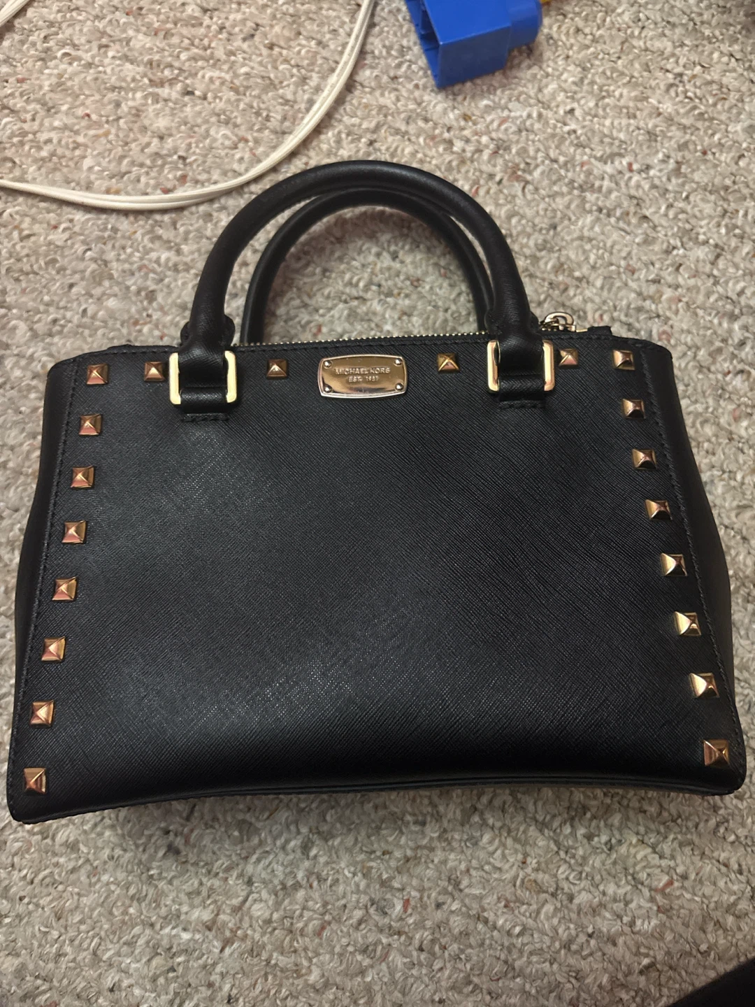 Michael Kors Studded Selma Medium Satchel in Black