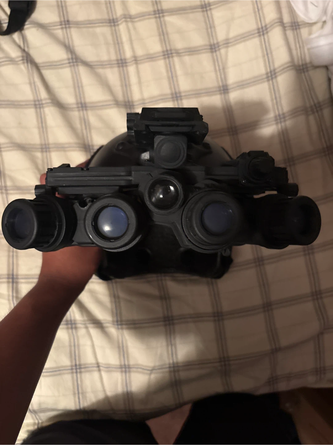 Black tactical helmet with quad night vision goggles - photo 3