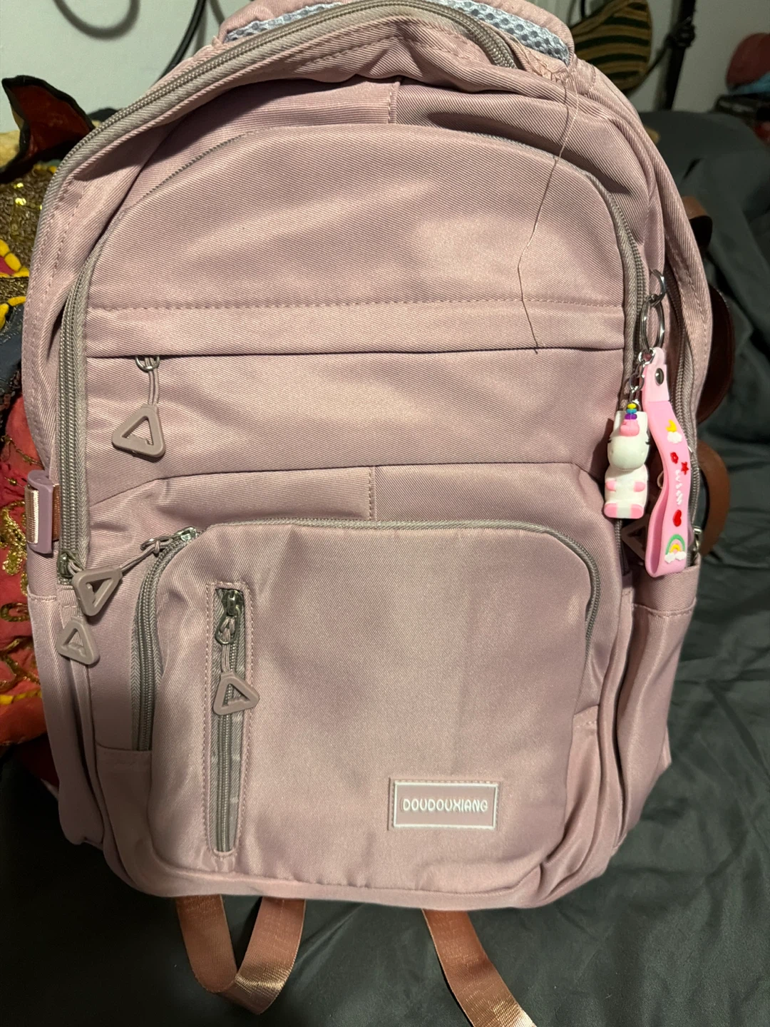 DOUDOUXIANG Pink Backpack with Unicorn Charm
