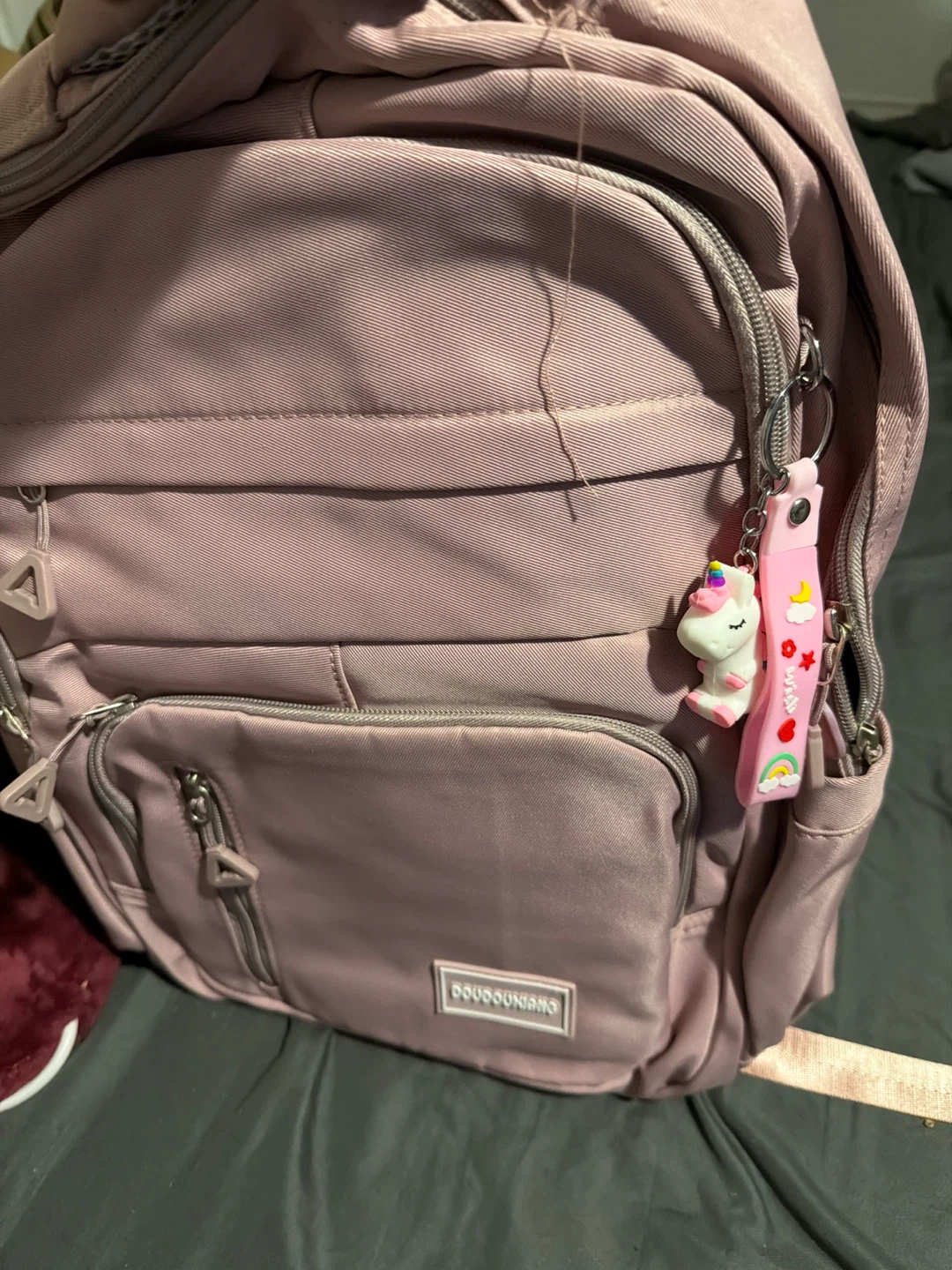 DOUDOUXIANG Pink Backpack with Unicorn Charm - photo 2
