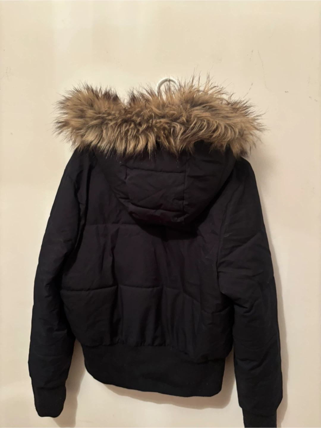 Hollister Black Puffer Jacket with Faux Fur Hood XL - photo 2