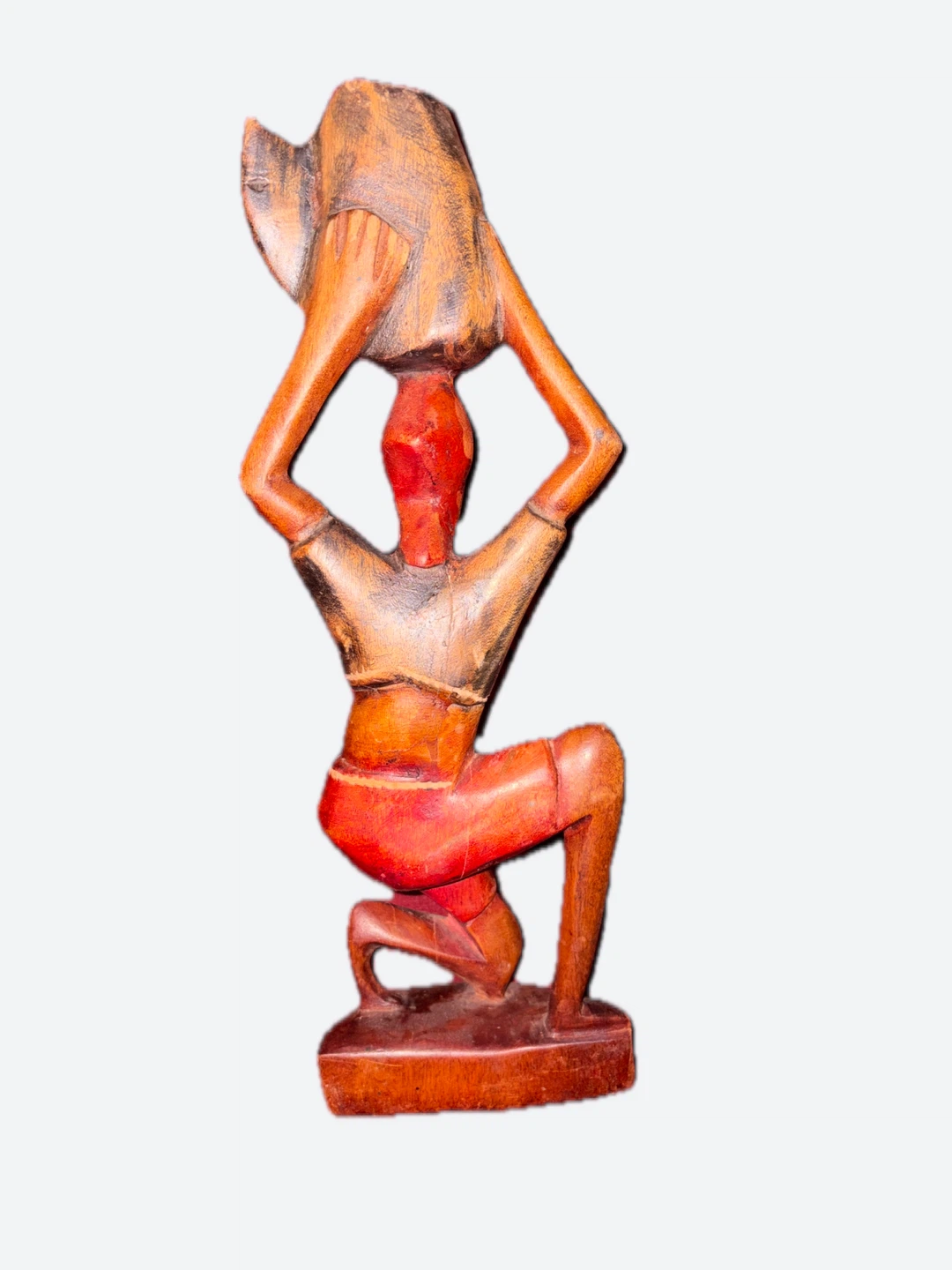 Wooden Figurine of Woman Carrying Pot - photo 2