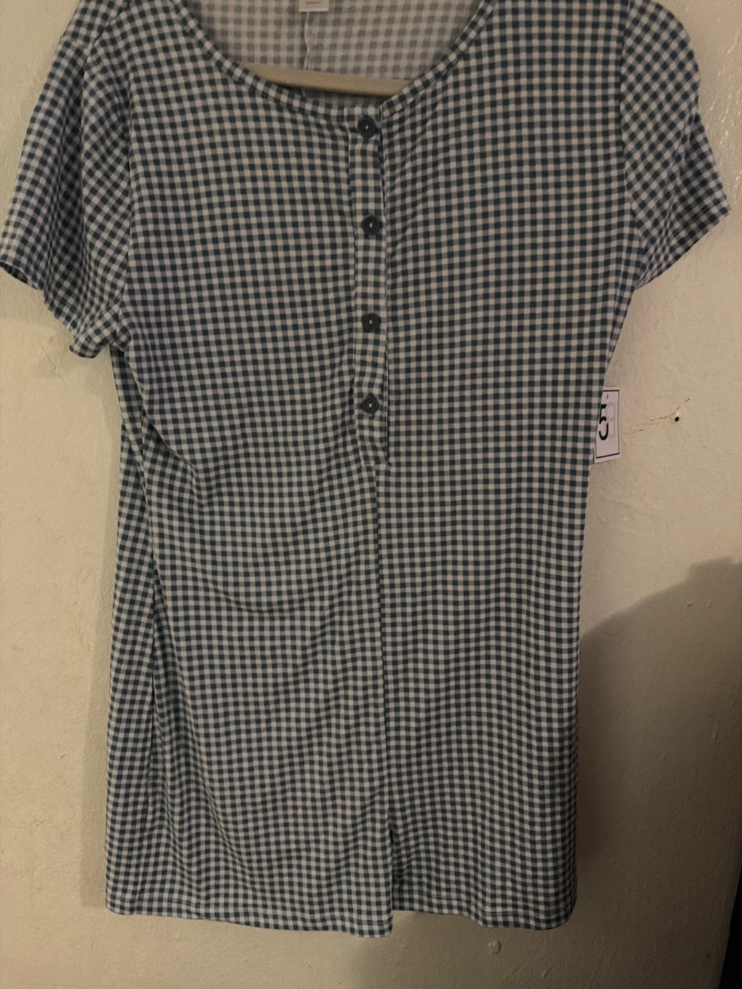 Blue Gingham Short Sleeve Dress