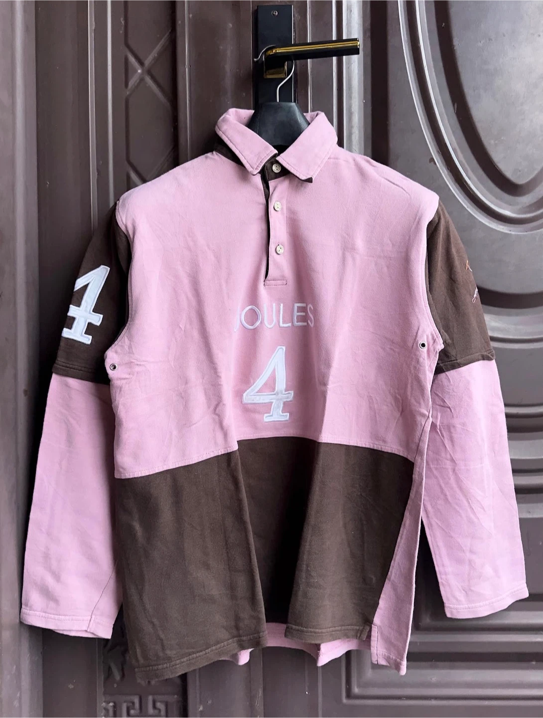 Joules Rugby long sleeve polo  - Pink & Brown