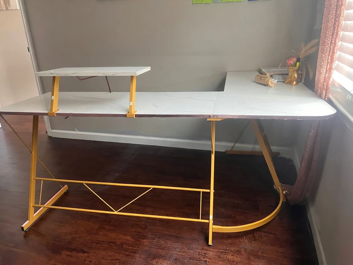 L-shaped computer desk with monitor stand - photo 3