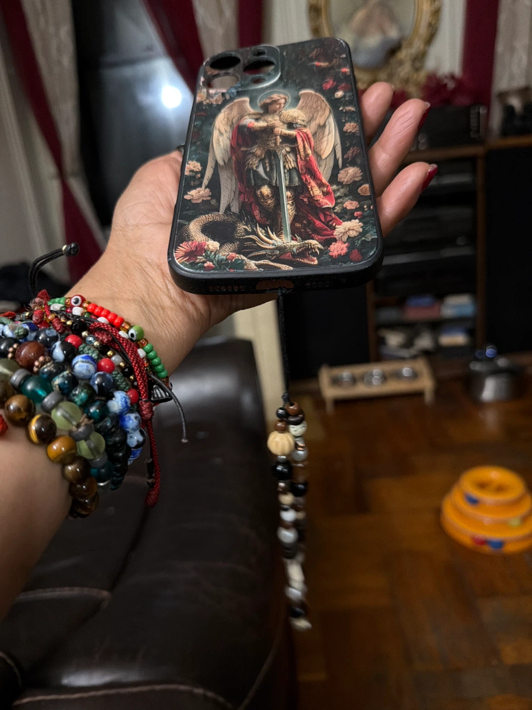 iPhone Case with Archangel Michael and Dragon Design