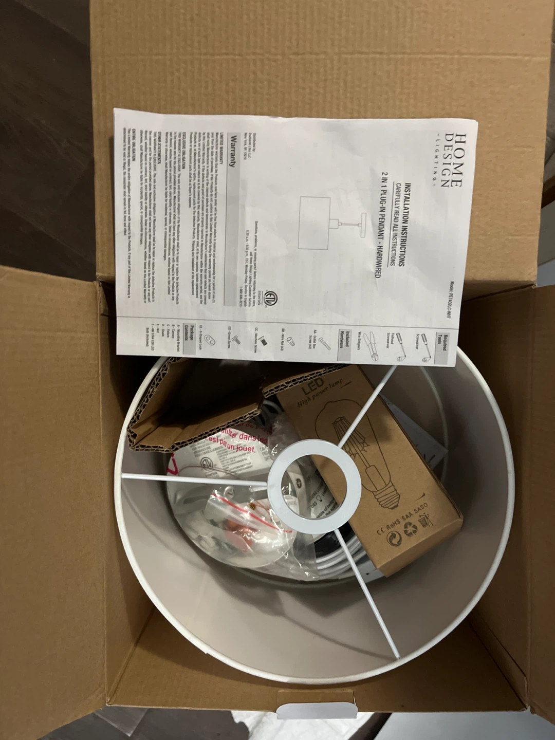 Home Design 2 in 1 White Plug-in Pendant Light - photo 2