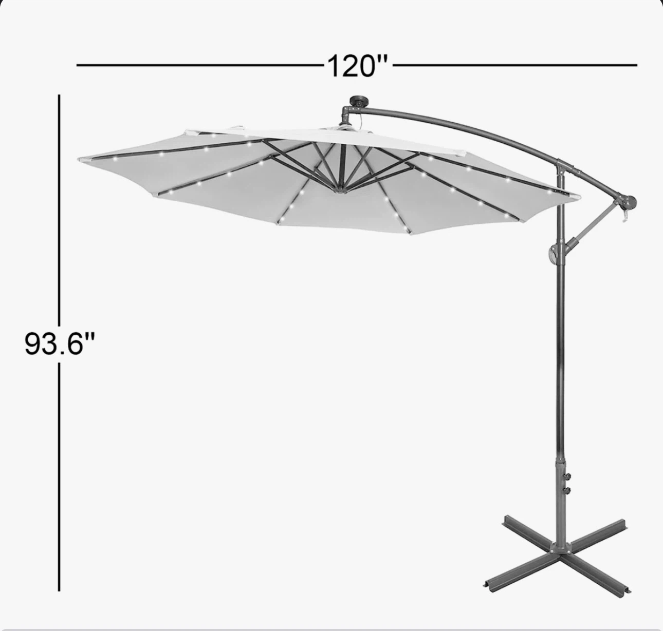 Cantilever Patio Umbrella with LED Lights - White - photo 2
