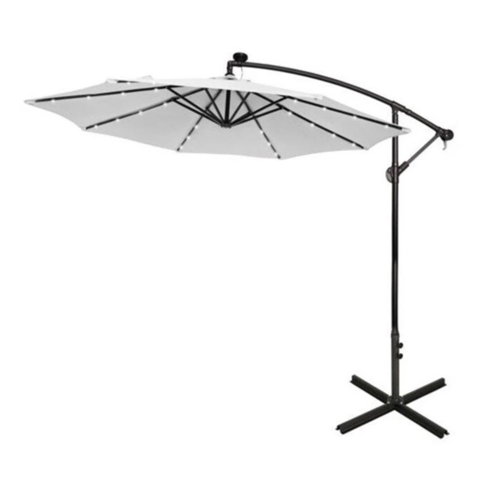 Cantilever Patio Umbrella with LED Lights - White - photo 3