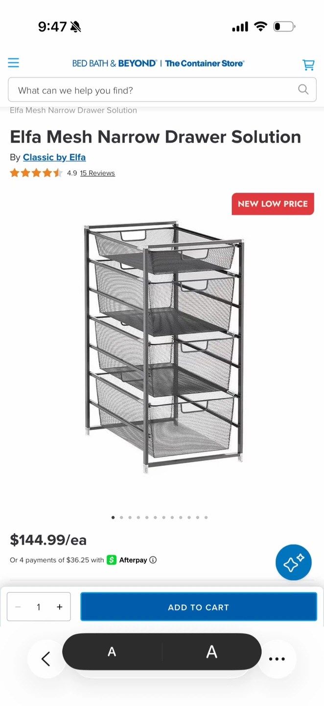 Elfa Mesh Narrow Drawer Solution - 4 Tier - photo 2
