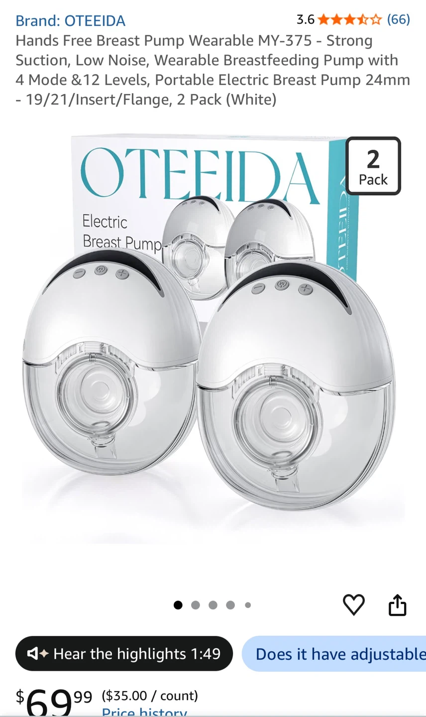 OTEEIDA Hands Free Wearable Breast Pump MY-375 - photo 4