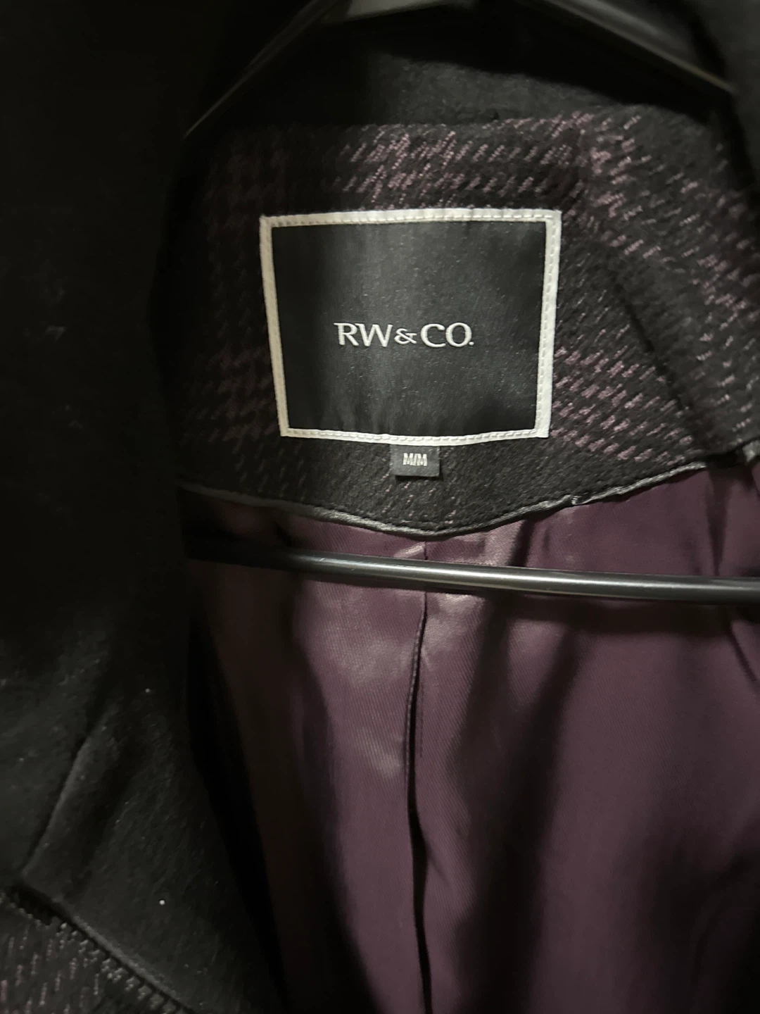 RW&CO Black Plaid Belted Coat Size M - photo 2
