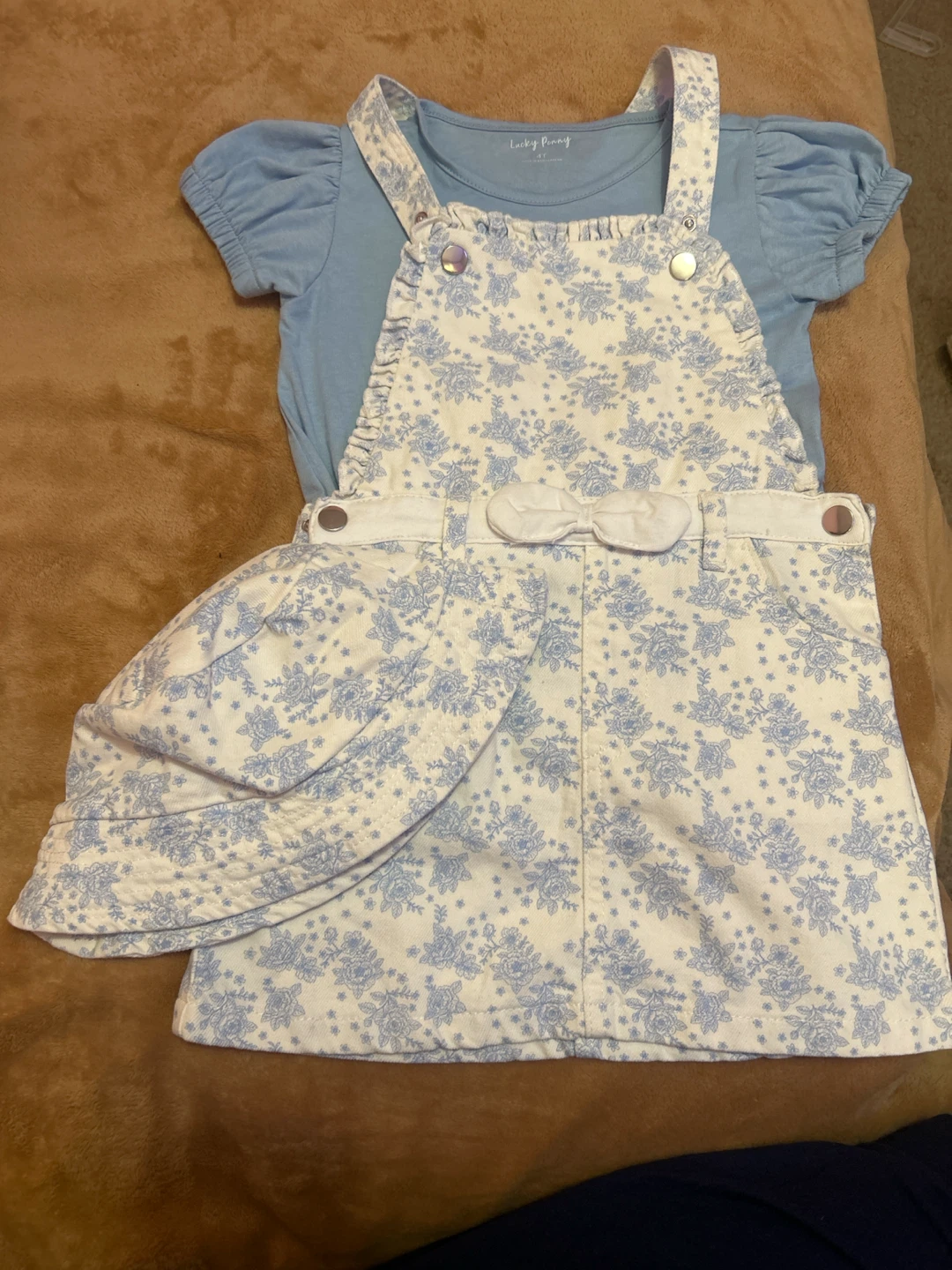 Lucky Penny Toddler Overall Dress and T-Shirt Set