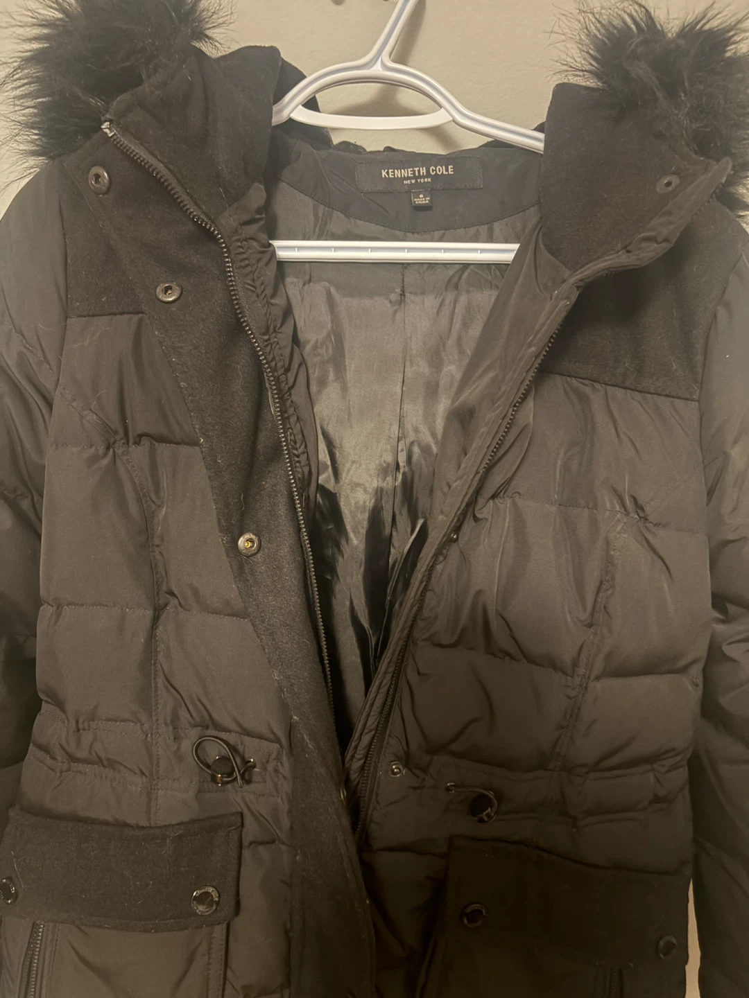 Kenneth Cole Black Puffer Jacket with Faux Fur Hood - photo 2