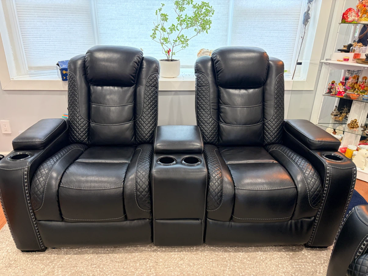 Black Faux Leather Recliner Set - photo 3