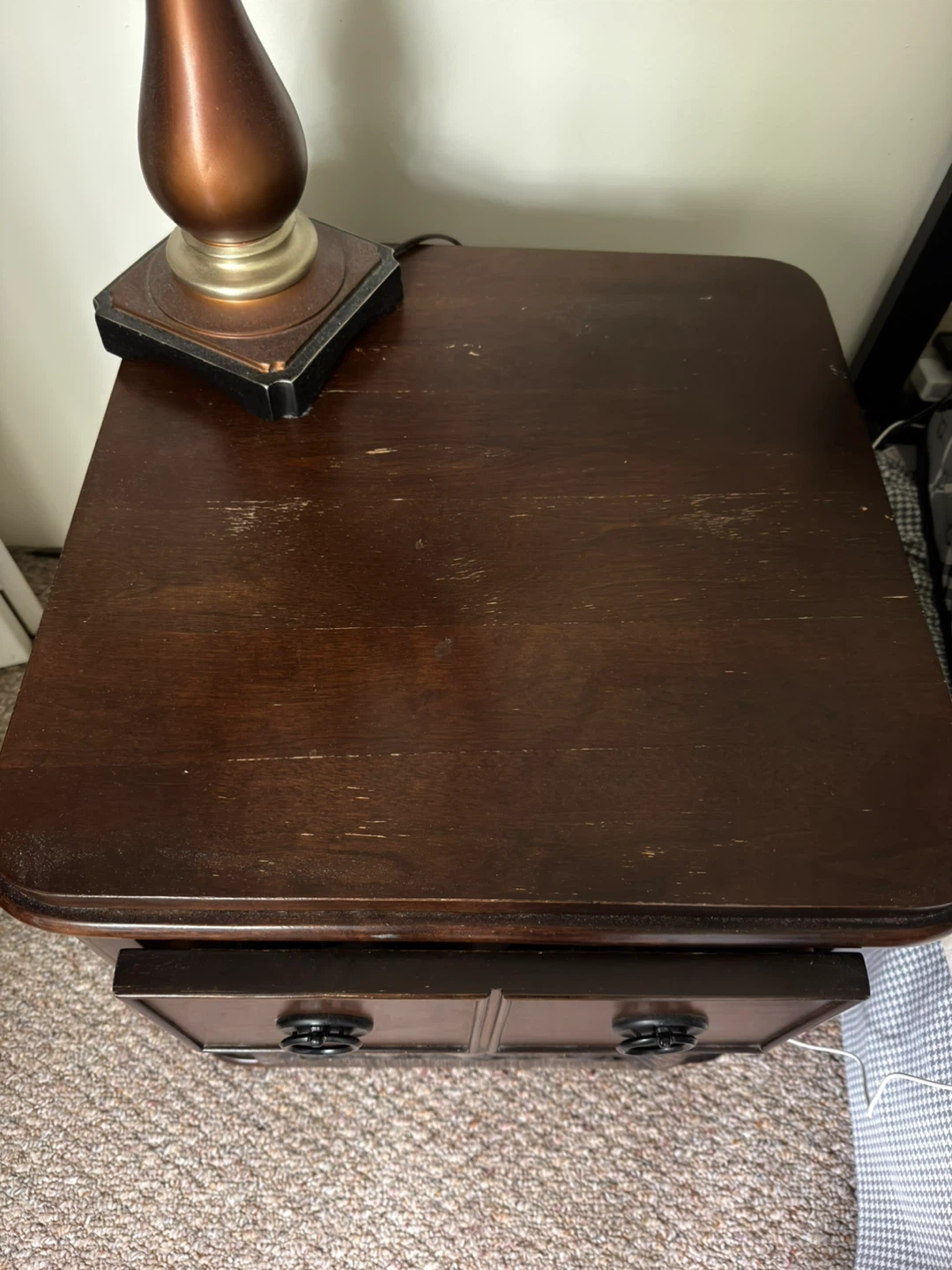 Wooden End Table with Drawer and Basket - photo 2