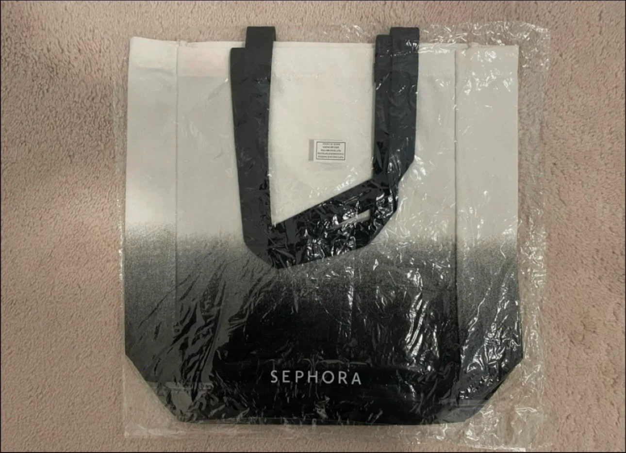 Sephora black and white ombre tote bag