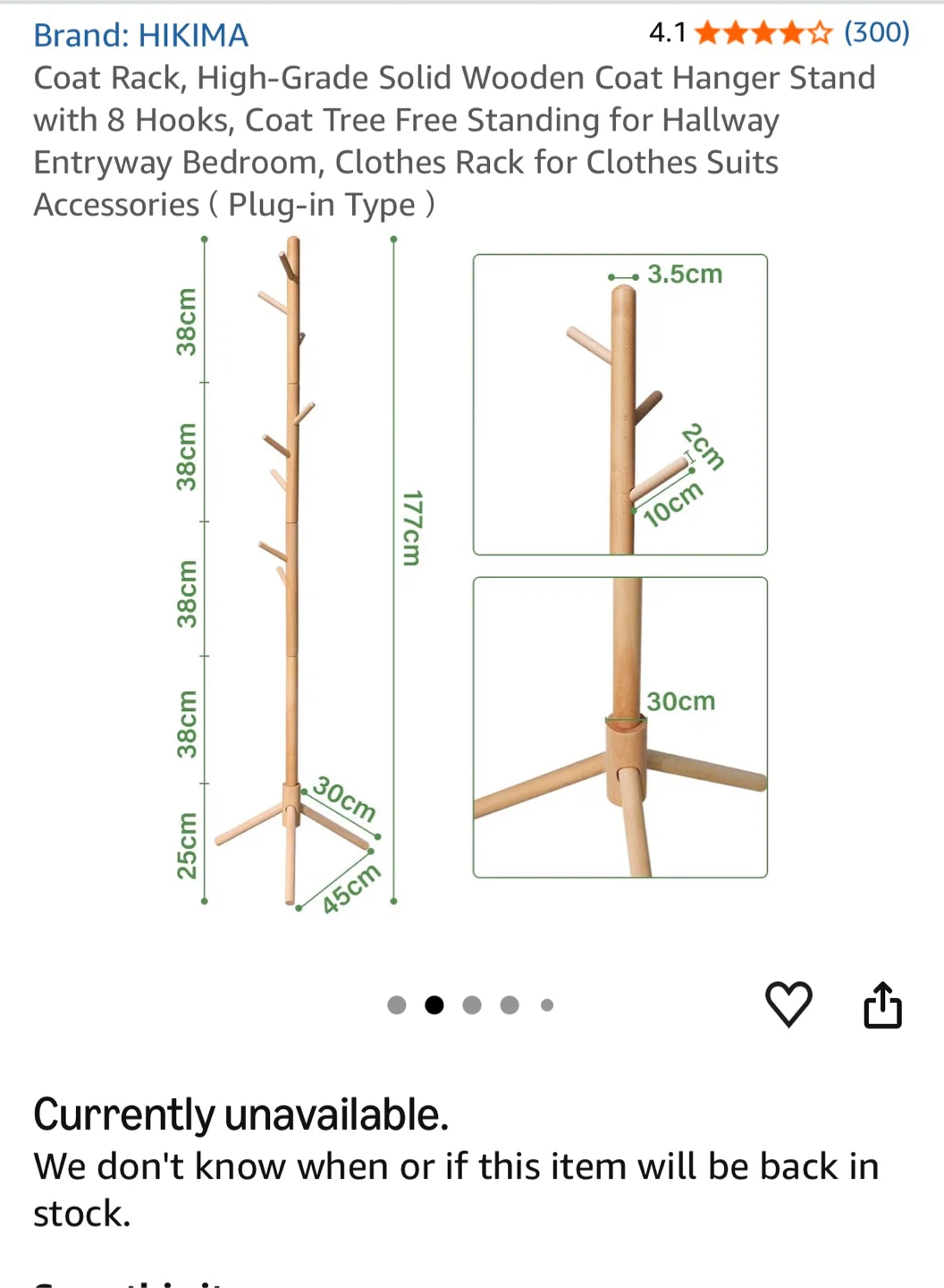 Wooden Coat Rack with 8 Hooks - photo 2