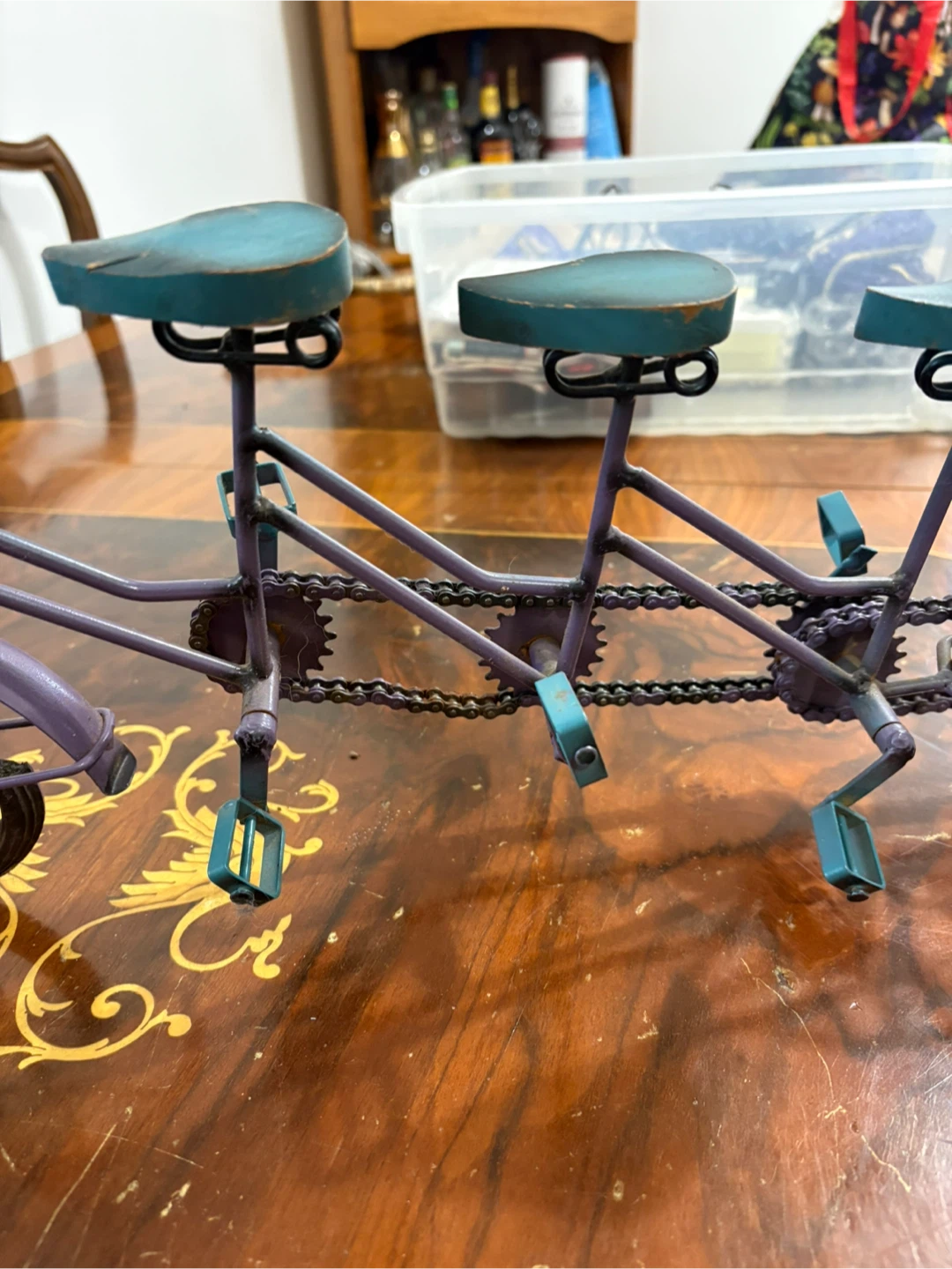 Vintage style metal triple tandem bicycle decor - photo 3