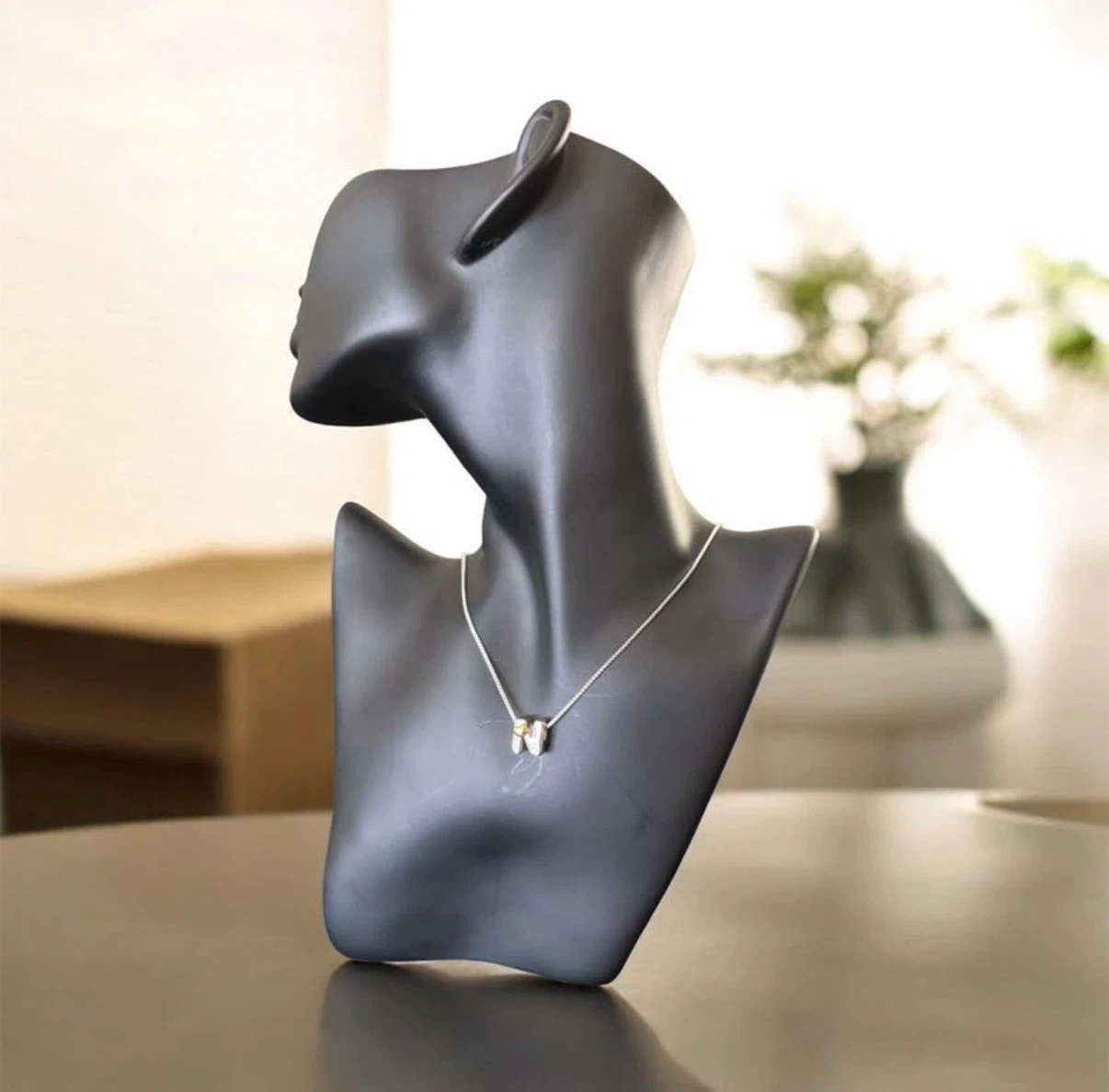 Silver Necklace with 'N' Pendant