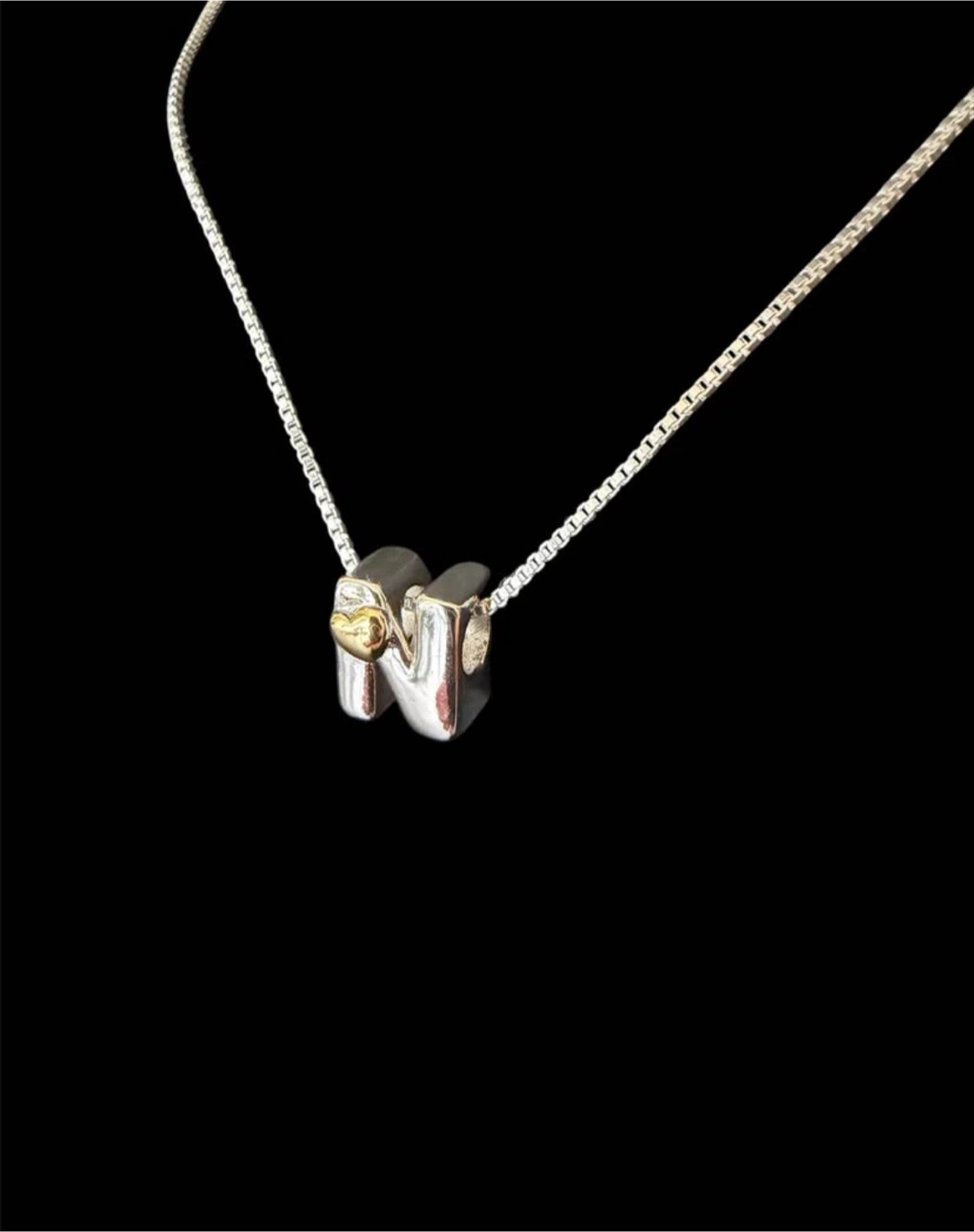 Silver Necklace with 'N' Pendant - photo 2