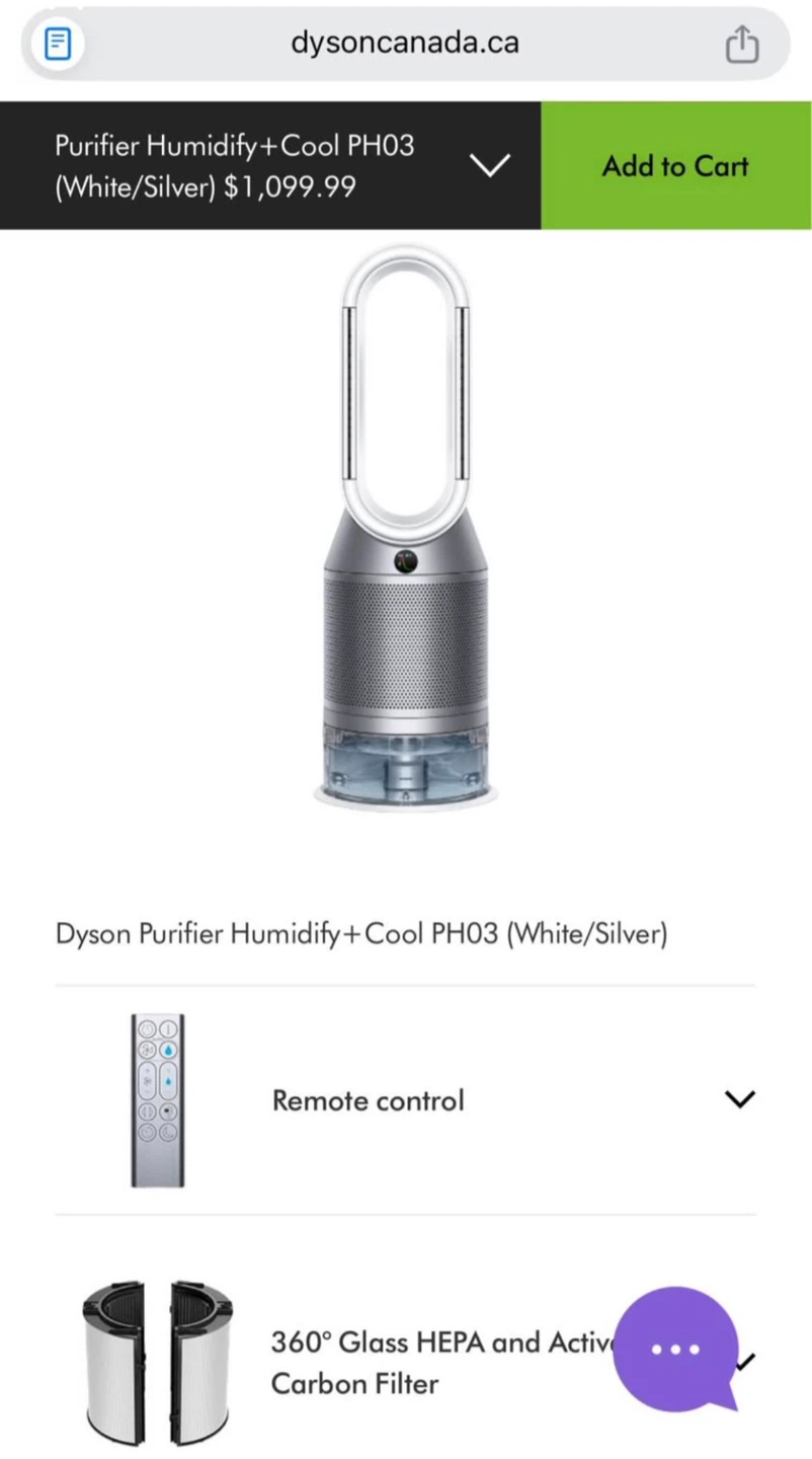 Dyson Purifier Humidify+Cool PH03 White/Silver - photo 2