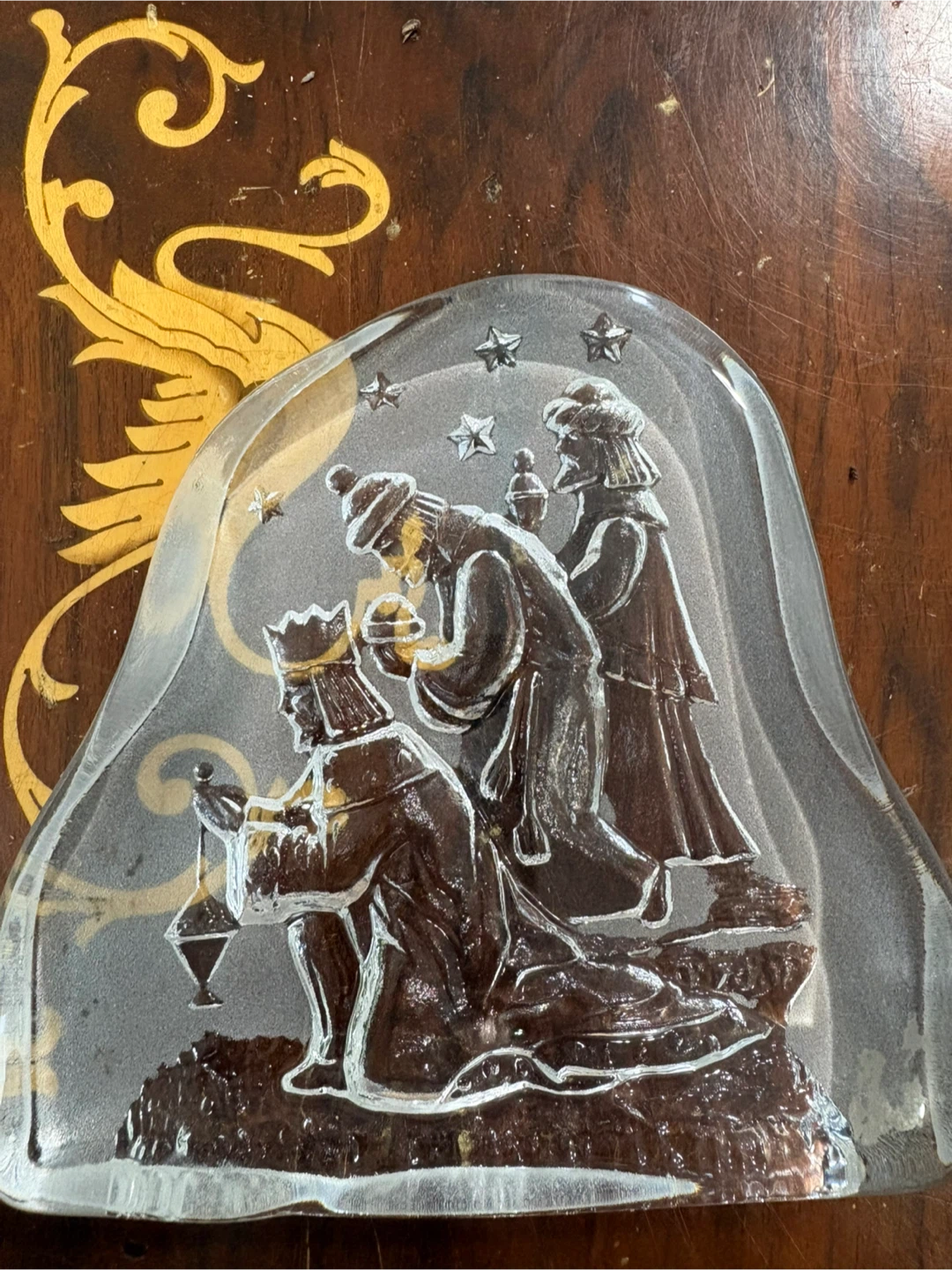 Clear Glass Three Wise Men Nativity Plaque