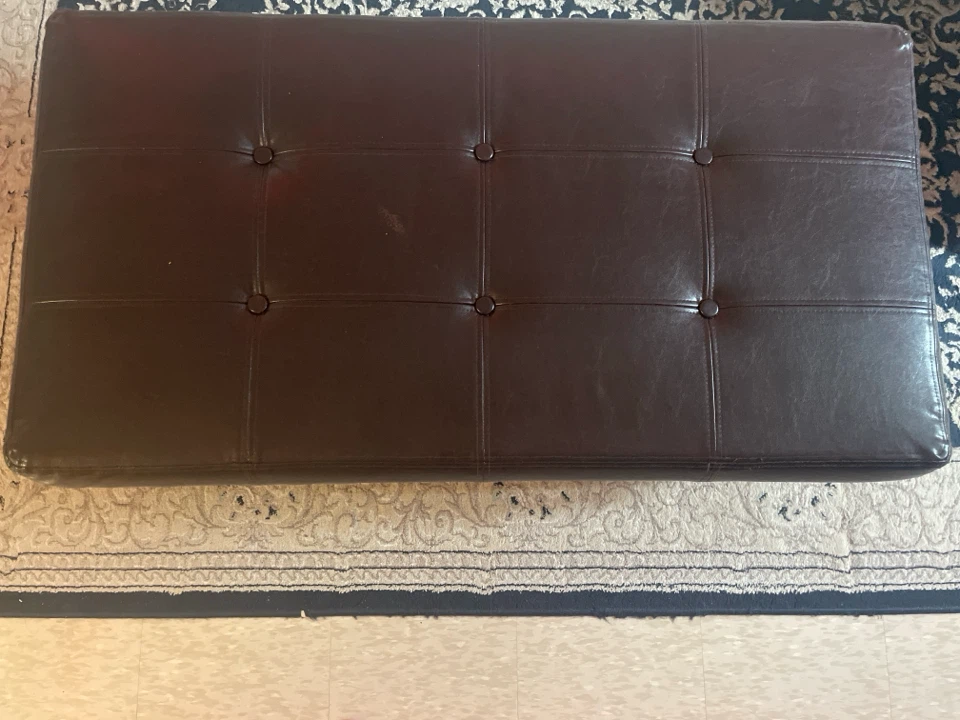 Brown Faux Leather Tufted Storage Ottoman Bench - photo 2