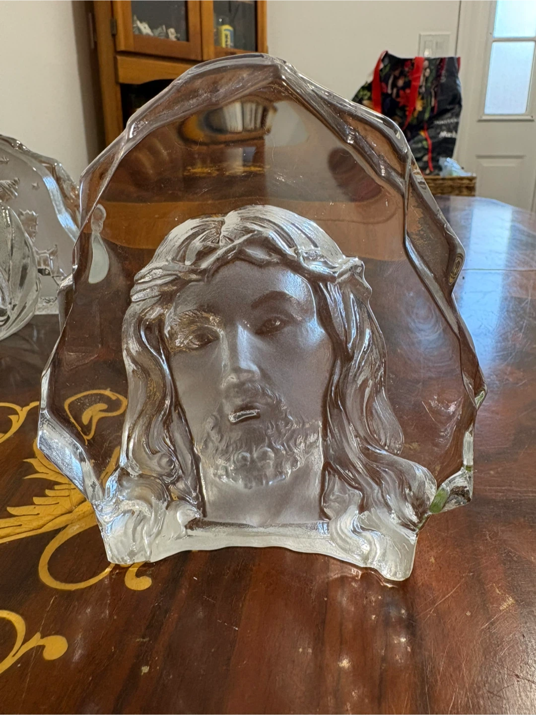 Clear glass Jesus bust paperweight - photo 4