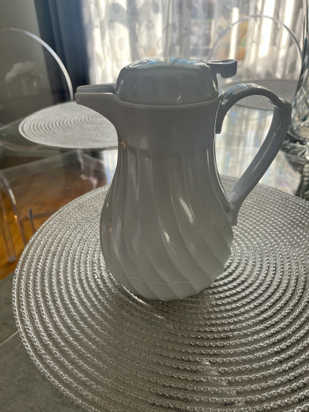 White Swirl Carafe with Lid