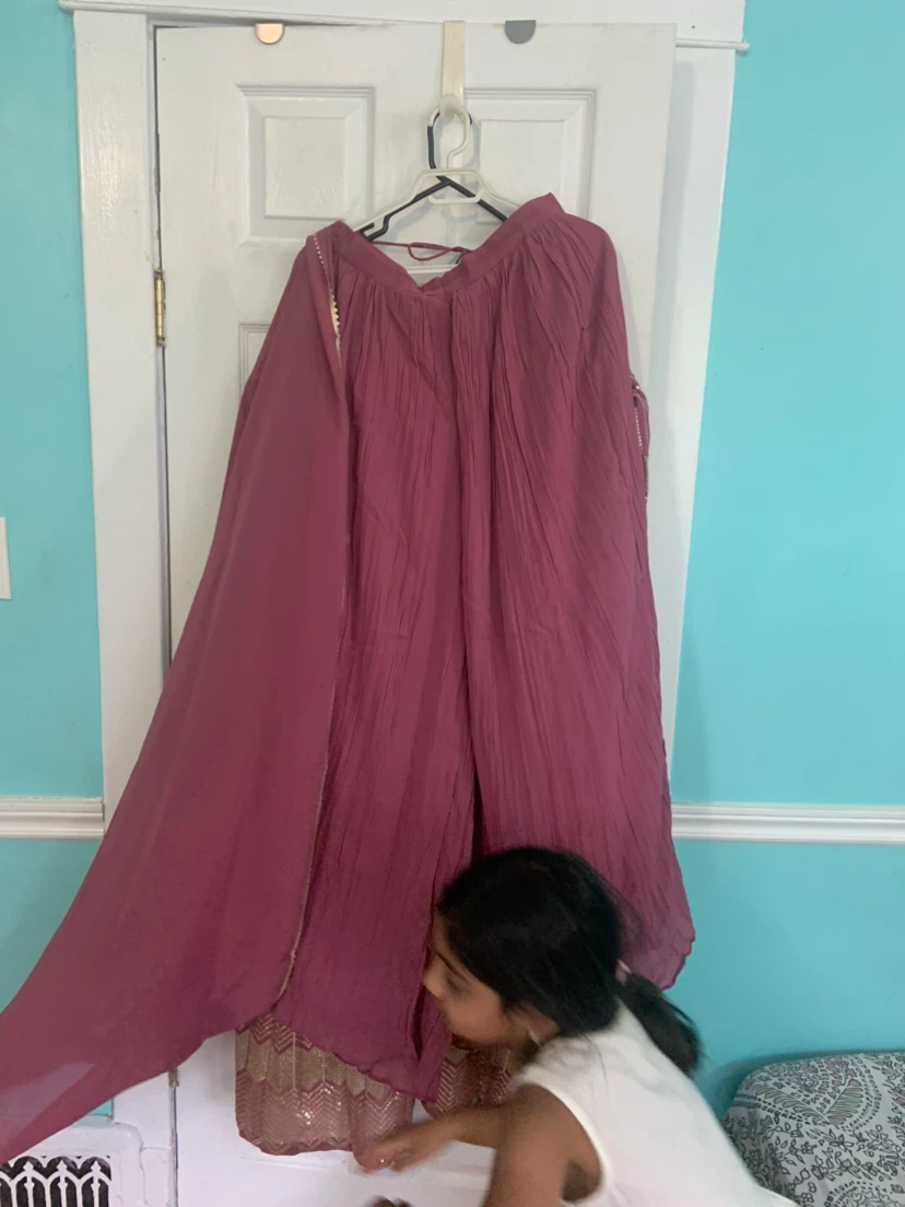 Maroon Anarkali Dress with Gold Embellishments - photo 4
