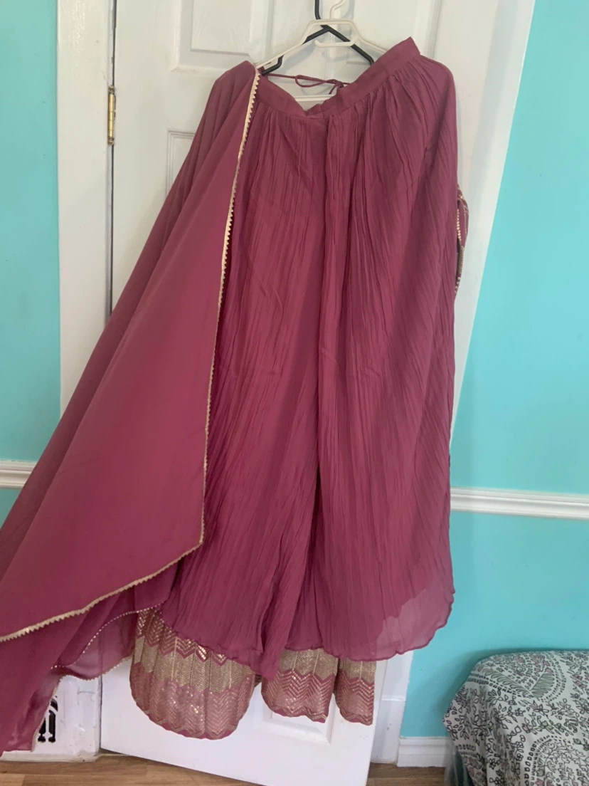 Maroon Anarkali Dress with Gold Embellishments - photo 5