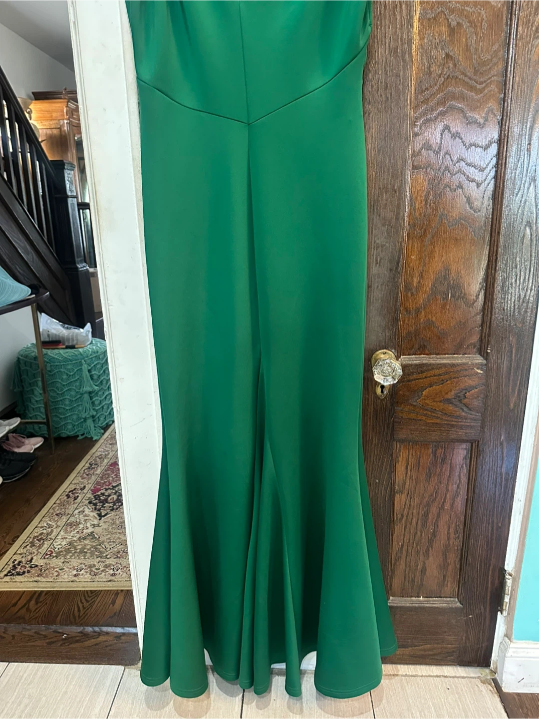 Elegant Emerald Green Maxi Dress with Flared Mermaid Hem - photo 5