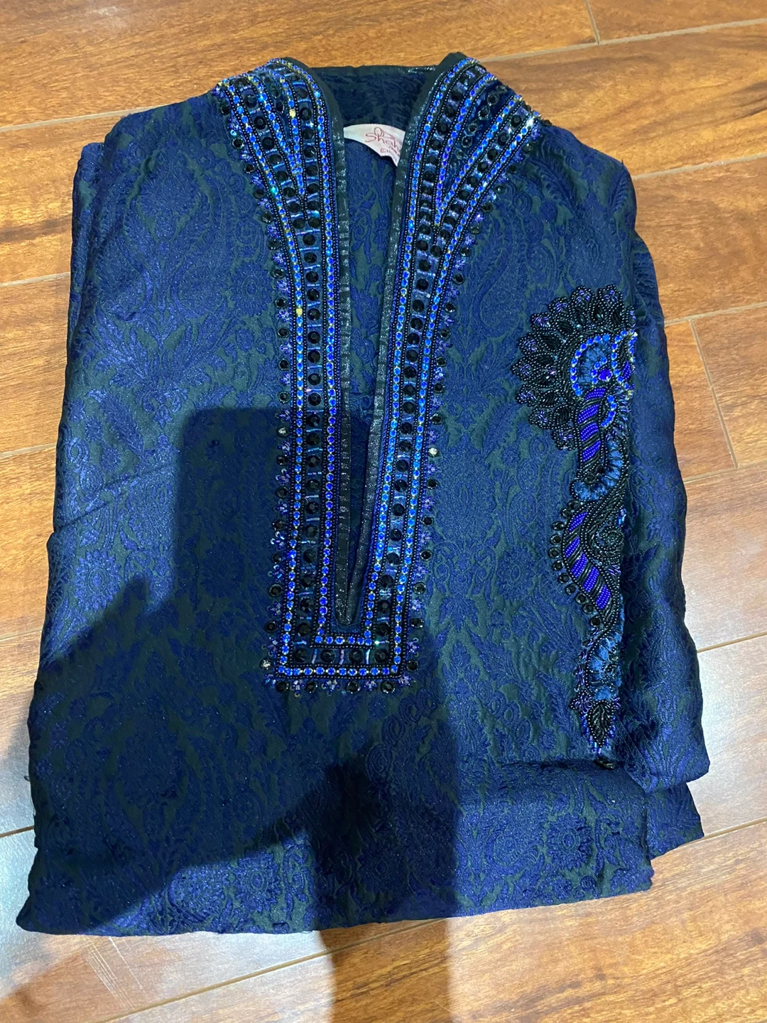 Embellished Blue Kurta with Pants - photo 3