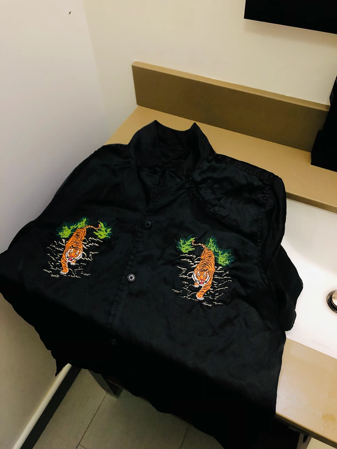 Black Embroidered Tiger Satin Jacket - photo 2