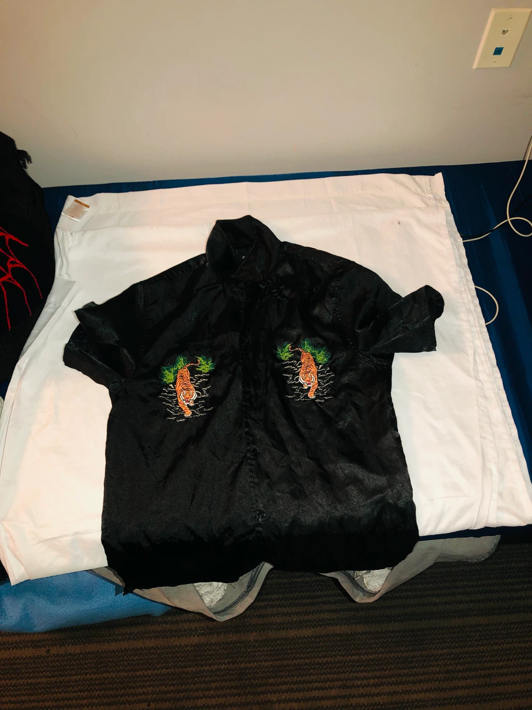 Black Embroidered Tiger Satin Jacket - photo 3