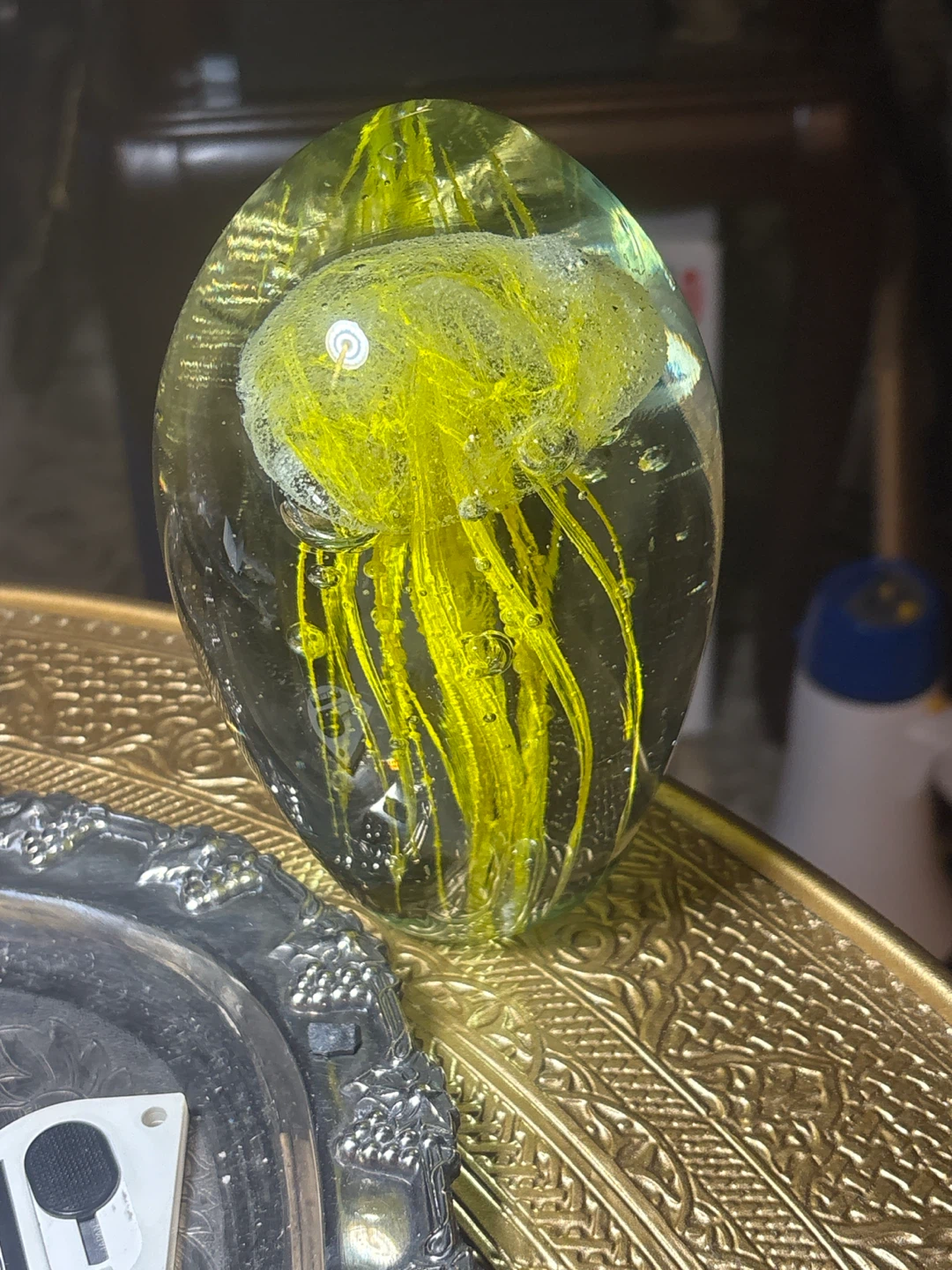 Glass Jellyfish Paperweight