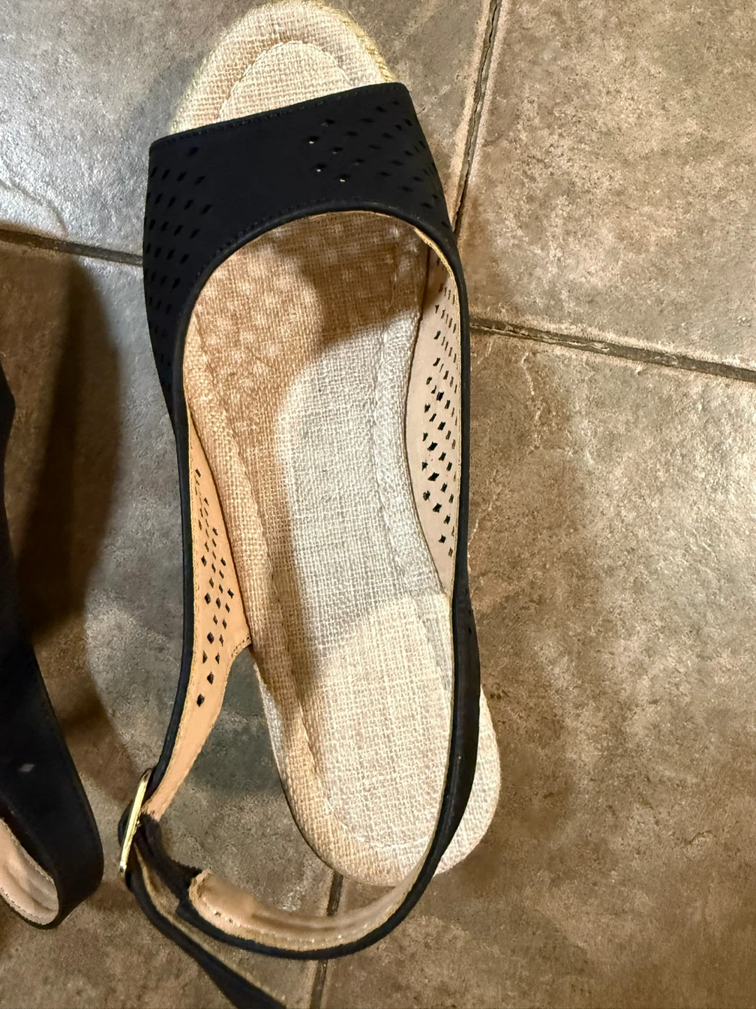 Black Espadrille Wedge Sandals Size 39 - photo 3
