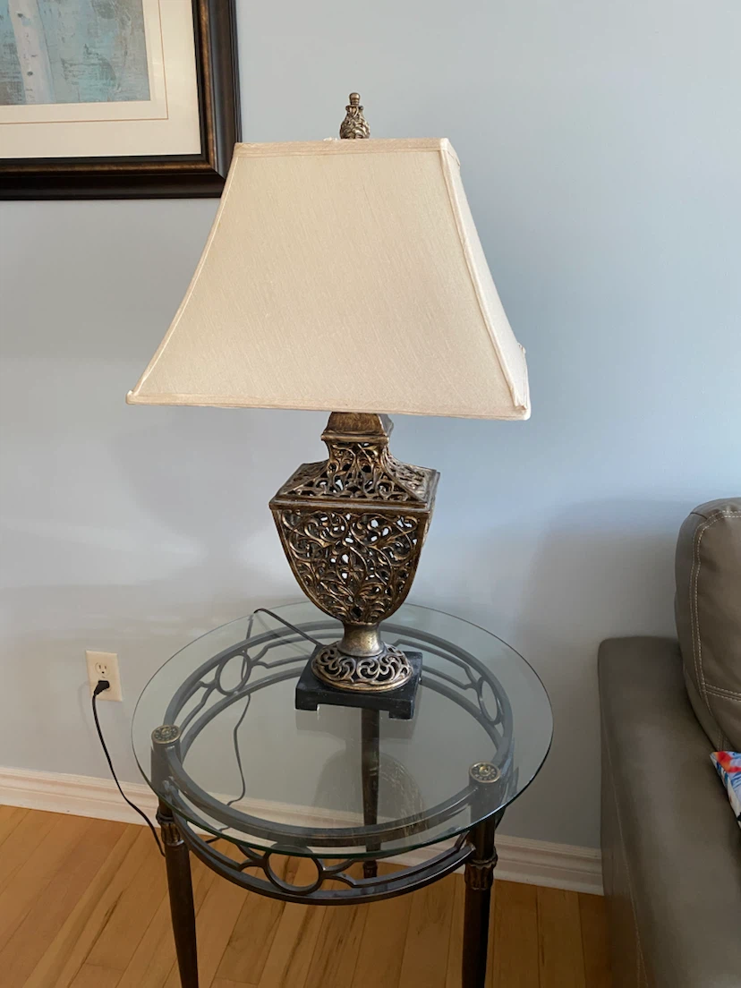 Vintage Style Table Lamp with Ornate Bronze- finished Base