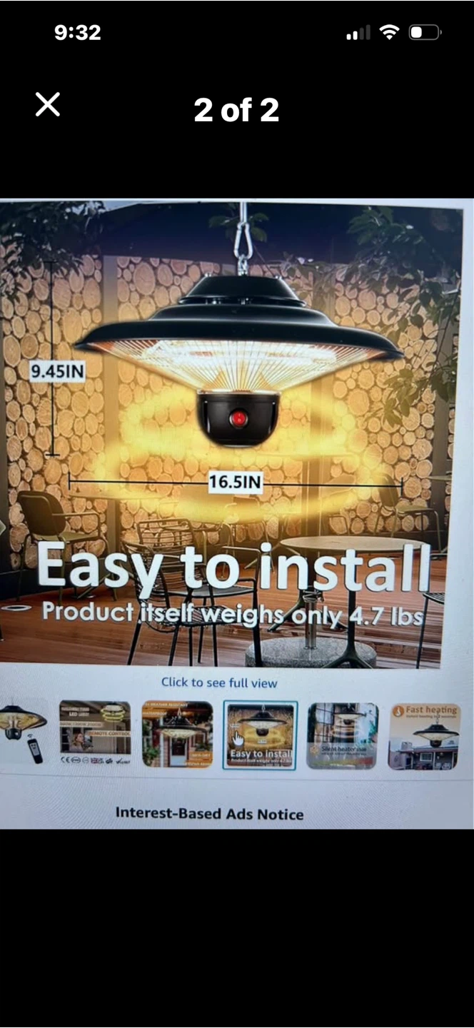 DONYER POWER Electric Outdoor Heater - Ceiling Mounted