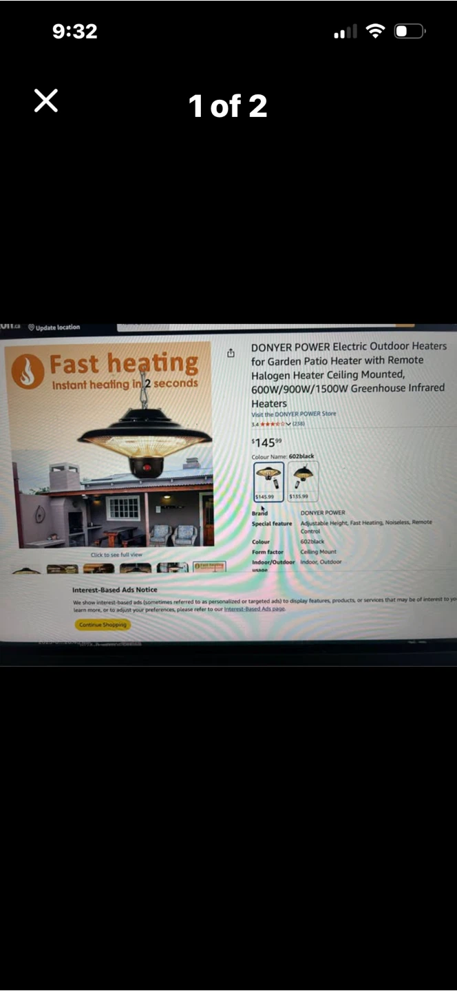 DONYER POWER Electric Outdoor Heater - Ceiling Mounted - photo 2
